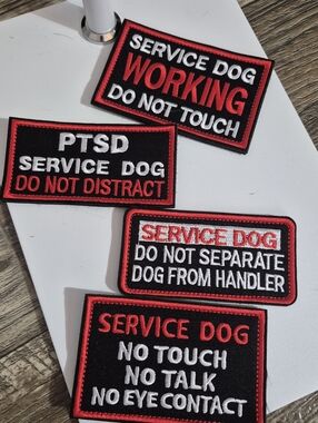 Service Dog Patch Set Embroidered Identification Patches Black Set Of 4